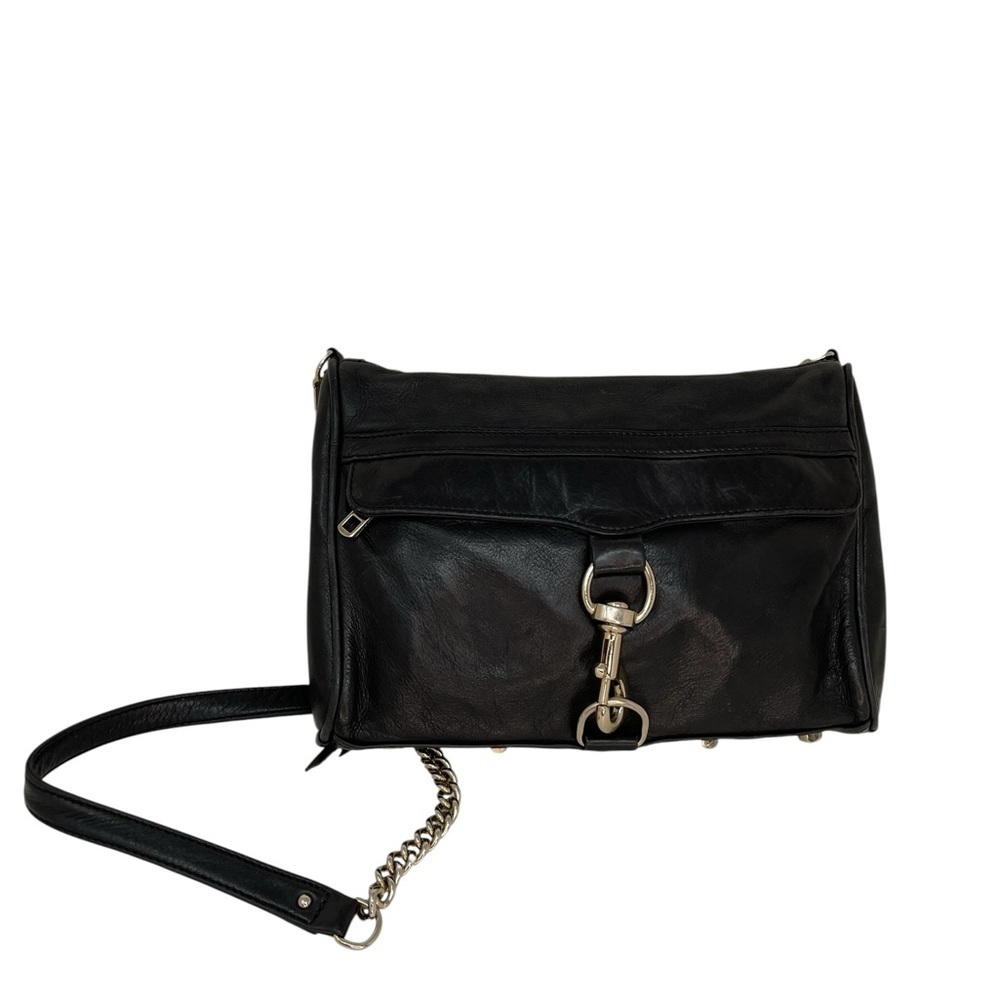 REBECCA MINKOFF Purse Morning After Clutch Shoulder Bag Chain Black Leather
